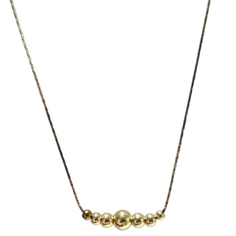 Elegant Gold Tone Bead Necklace Delicate Chain Minimalist Classic Jewelry Women